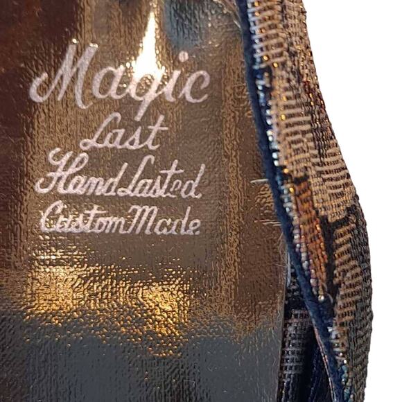 A’mano Women's Cut Out Heel Brown Vegan Floral Fabric Ankle Strap Mid 8 N New - Picture 10 of 11